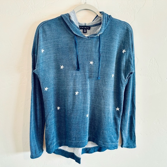 Tribal Star Knit Hooded Pullover Star Print Navy SZ SMALL NEW - Picture 5 of 12